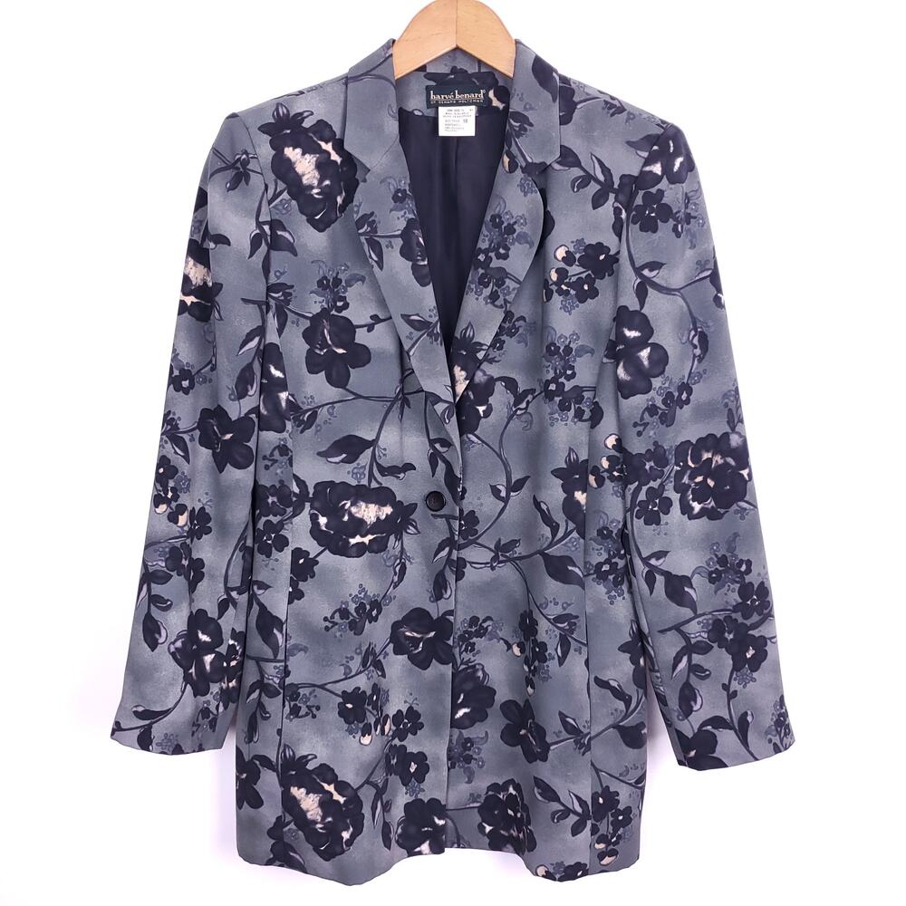 Vintage Harve Benard Floral Blazer Jacket Grey 10